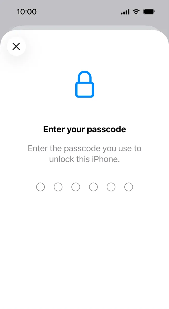 iPhone prompt requesting device passcode before installing Sakura Mobile APN.