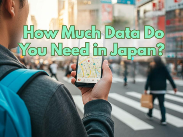 Traveler using their phone in Japan (Shibuya Crossing) + subtle focus on the phone screen with google maps open