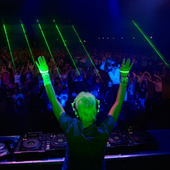 tokyo dj playing to the crowd at a nightclub