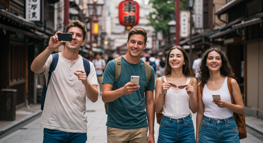 Group in Japan using Japan esim unlimited data