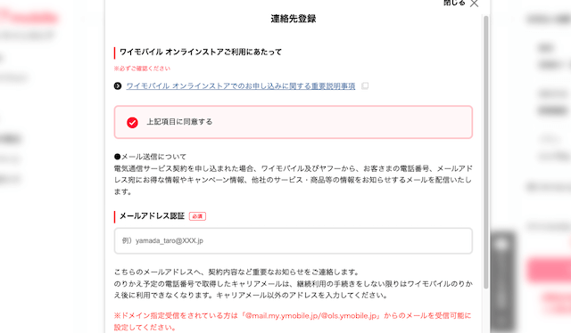 The place on the Y!mobile sign-up page where you fill in your personal details.