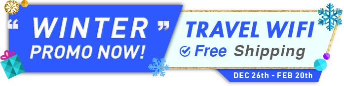 WINTER PROMO NOW! TRAVEL WIFI 15% Extra 4G Data. Free Shipping.